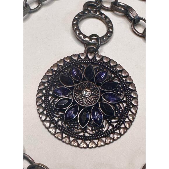 Vintage Inspired Statement Necklace With Mandala Pendant Chain Link Necklace - Picture 1 of 7